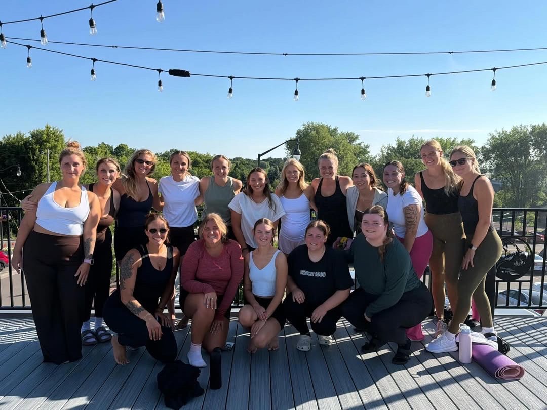Rooftop Pilates group photo at Nordic Tap House